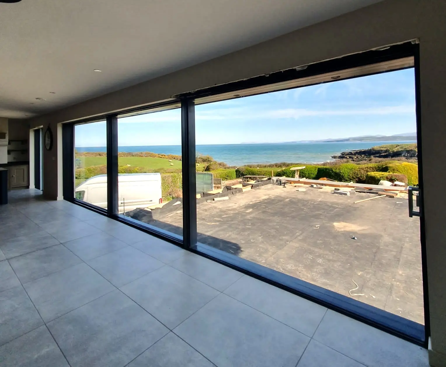Panoramic sliding doors on Anglesey