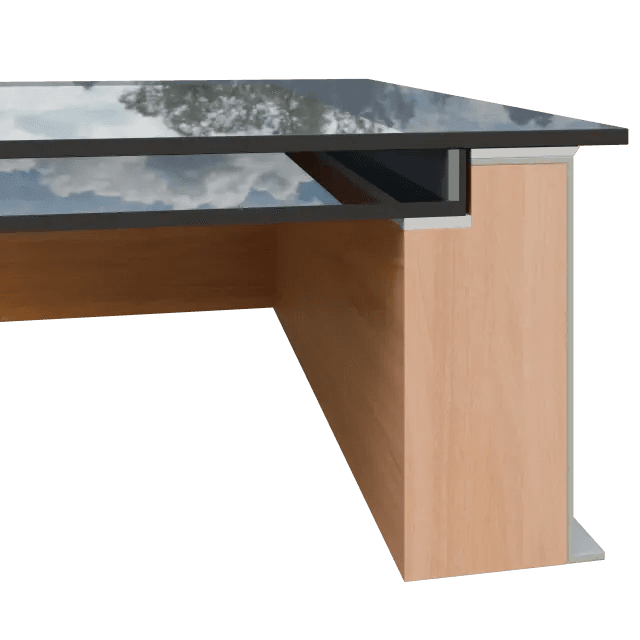 Frameless rooflight set on a slim upstand bringing daylight into a flat-roof extension